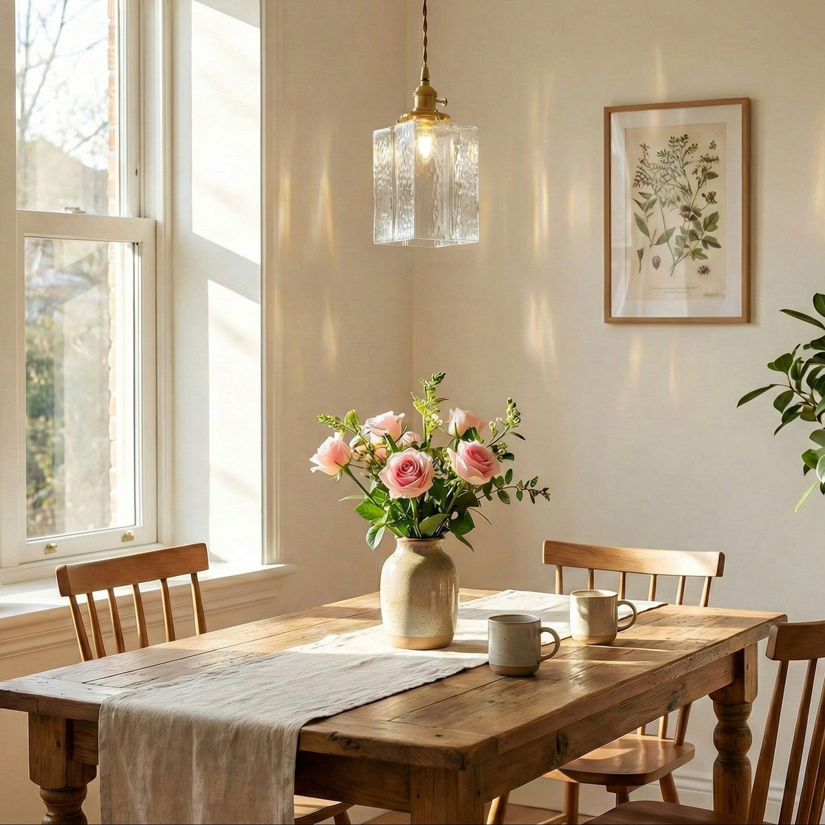 Traditional Ripple Glass 1-Light Pendant, Iron — product view 7