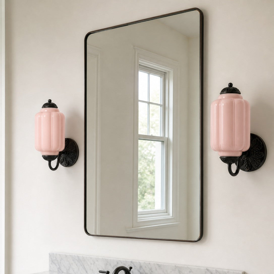 Scalloped Milk Glass Wall Sconce, Hardwired — product view 6
