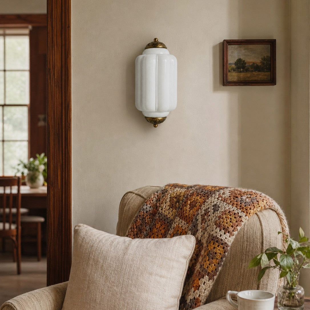 Scalloped Milk Glass Wall Sconce, Hardwired — product view 5