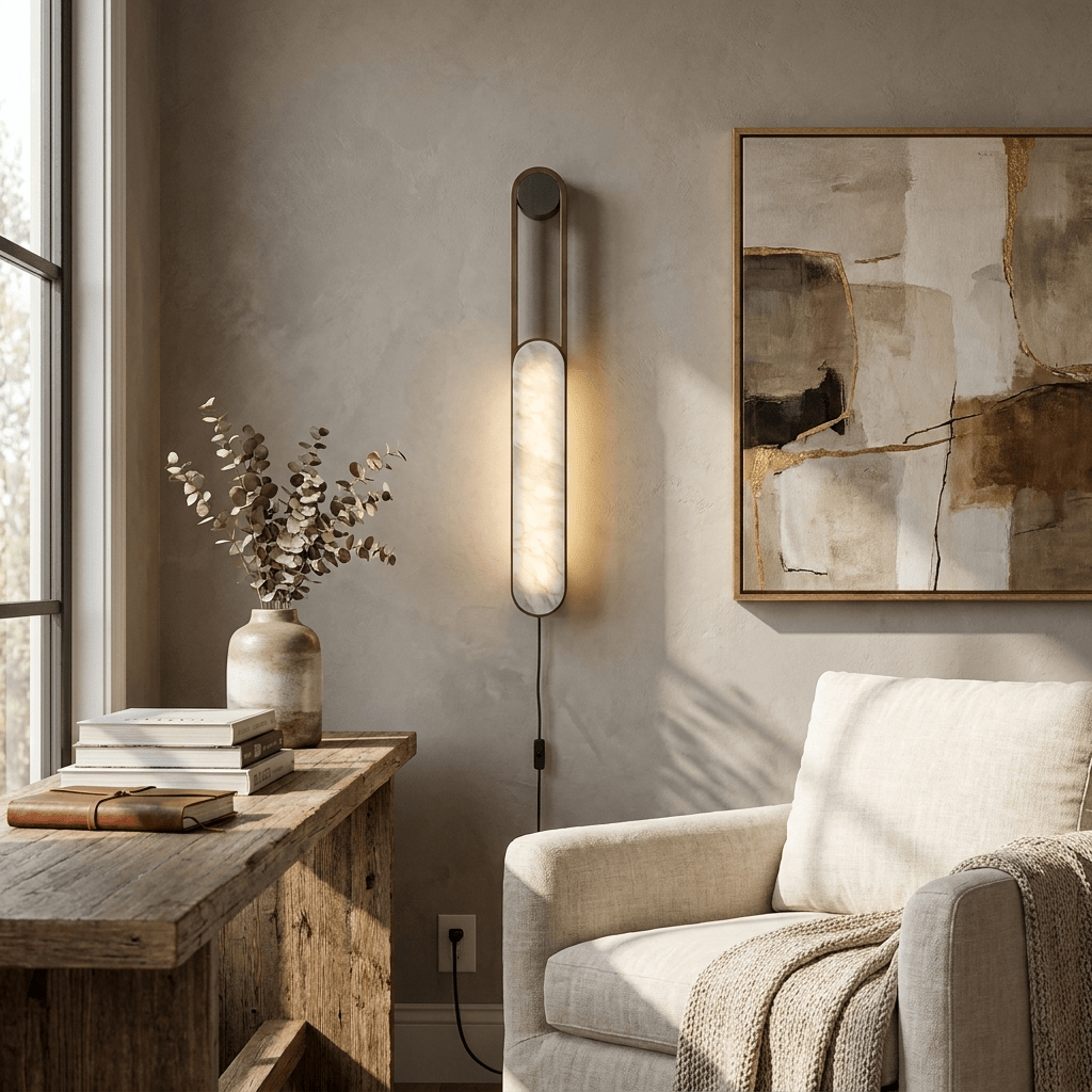 Norix Alabaster Frame Plug-in Wall Light — product view 7