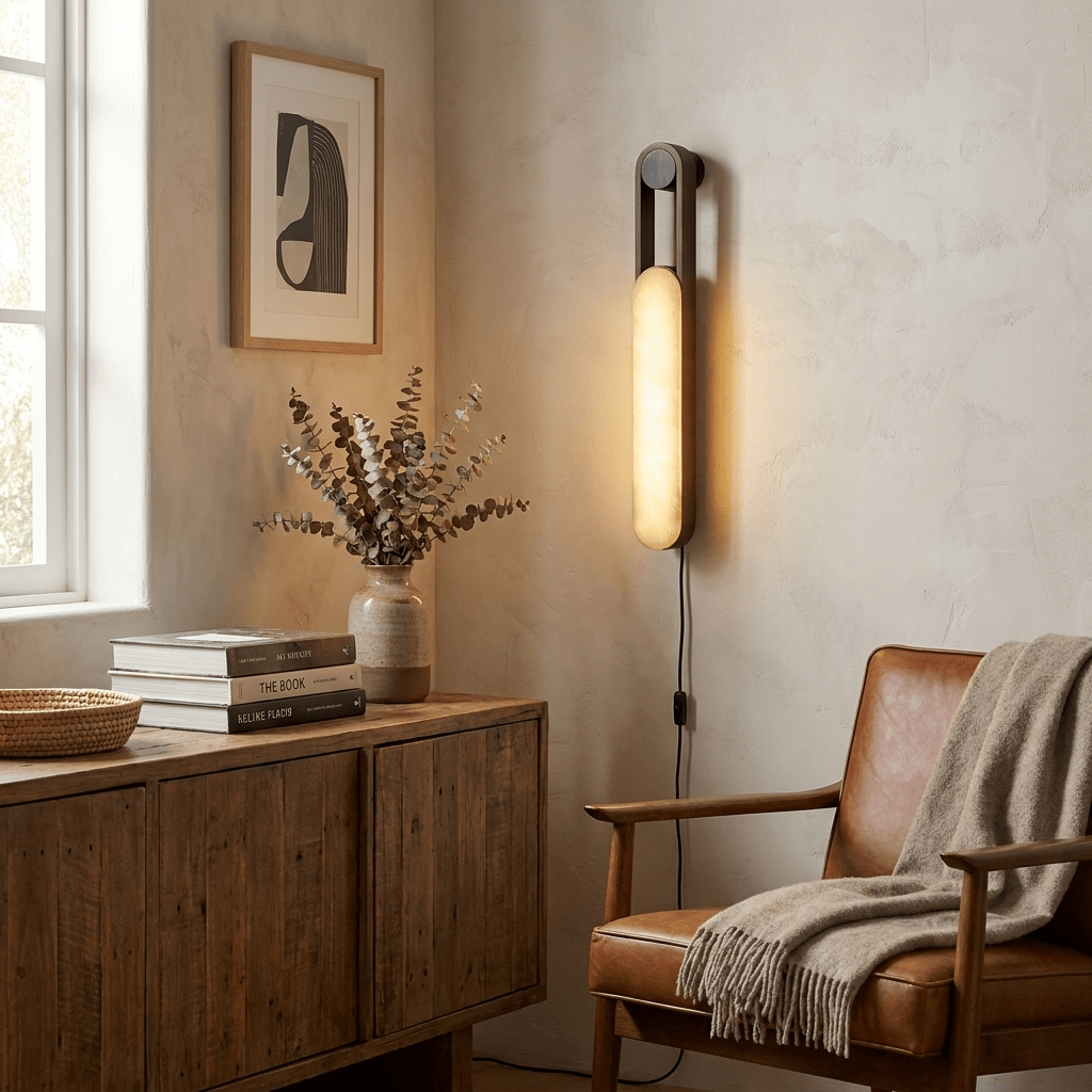 Norix Alabaster Frame Plug-in Wall Light — product view 4
