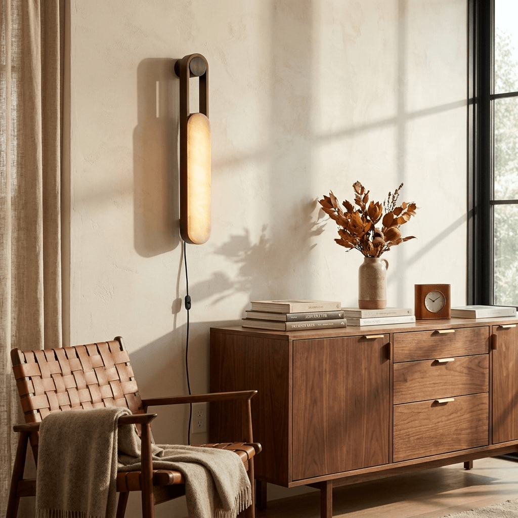 Norix Alabaster Frame Plug-in Wall Light — product view 2