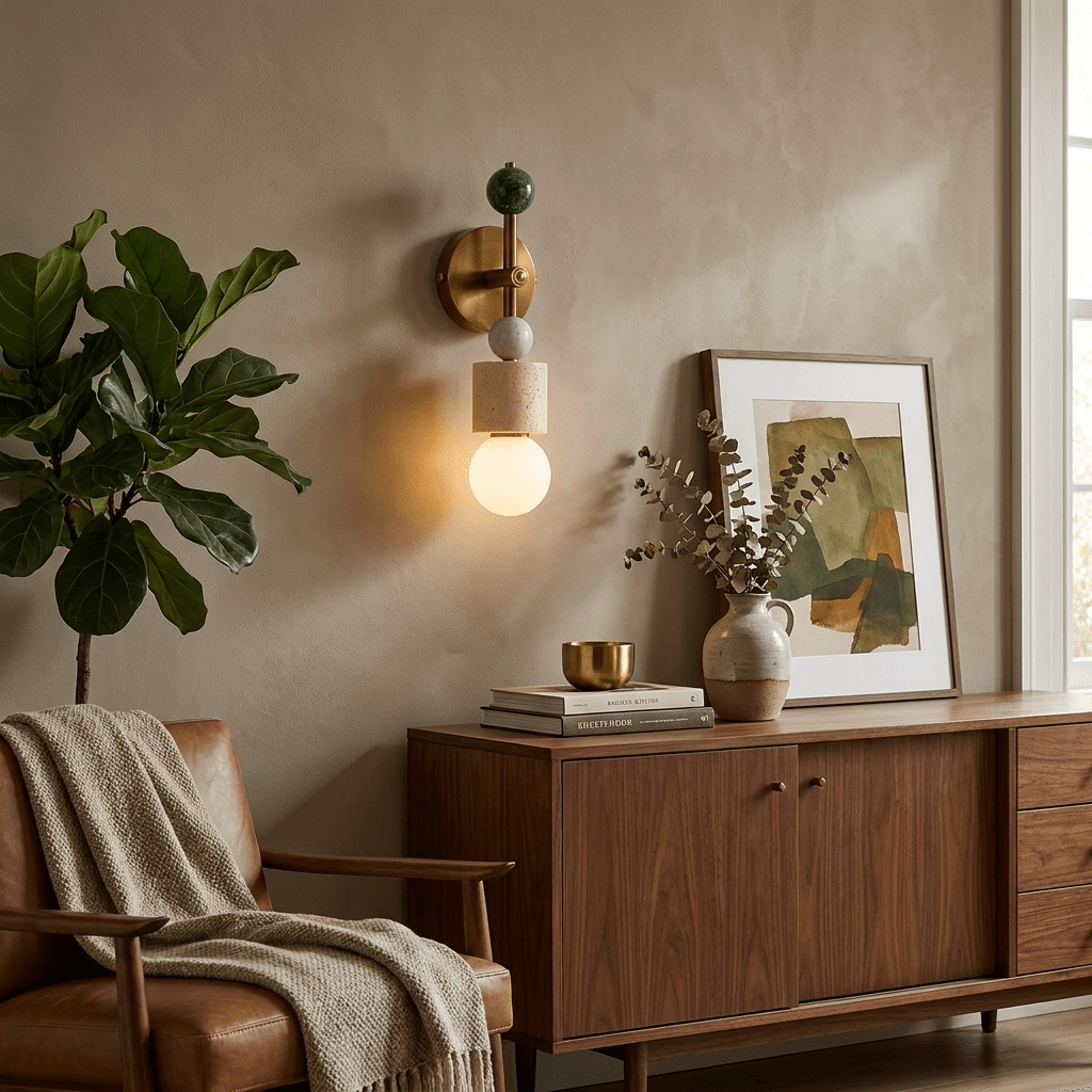 Aurevia Brass Marble Wall Sconce — product view 2