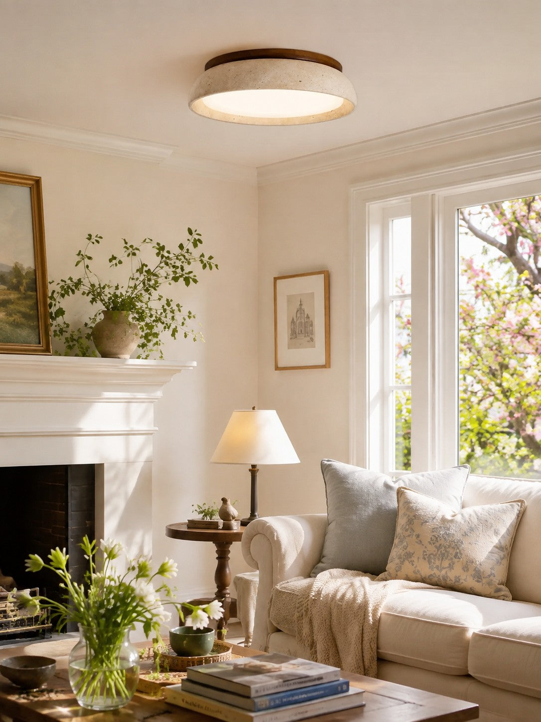 Travira Travertine Flush Mount Ceiling Light — product view 5