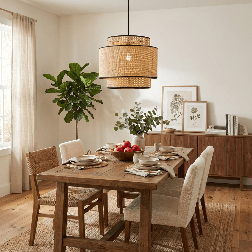 Sienna Rattan Fabric Pendant Lamp — product view 2