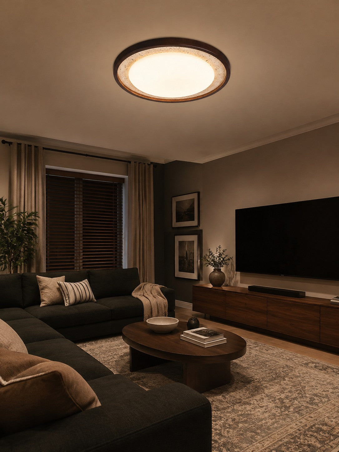 Travira Travertine Flush Mount Ceiling Light — product view 6