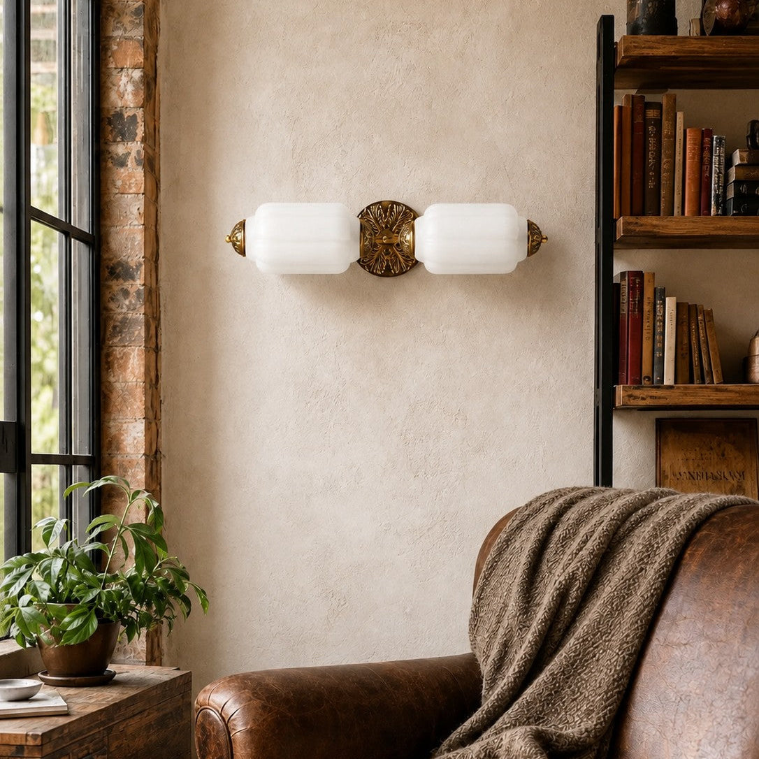 Scalloped Milk Glass Wall Sconce, Hardwired — product view 2