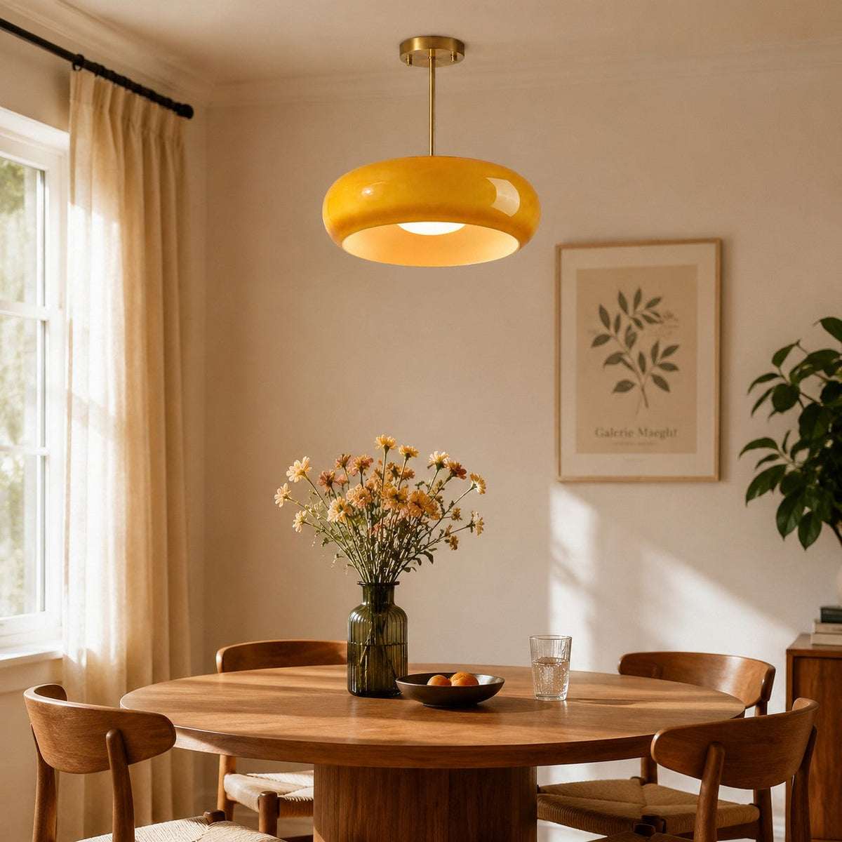 Retro Bauhaus Glass Disc Ceiling Light, Brass — product view 7