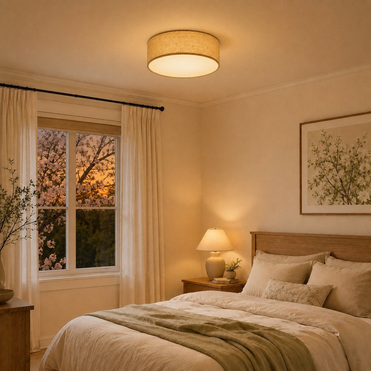 Dumora Linen Drum Flush Mount Ceiling Light — product view 3