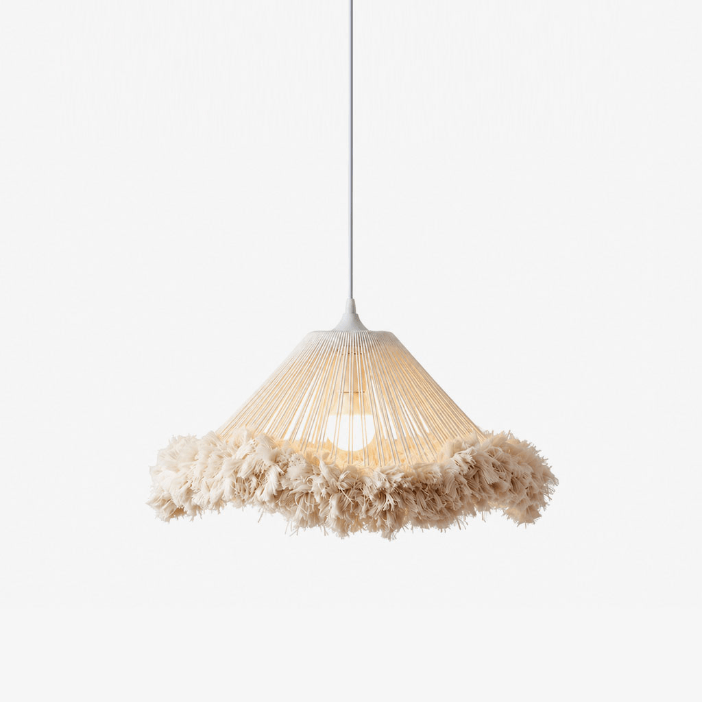 Meringue Fringed Cotton Cone Pendant Lamp — product view 1
