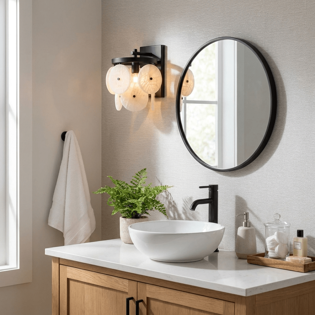 Rosette Alabaster Disc Sconce — product view 3