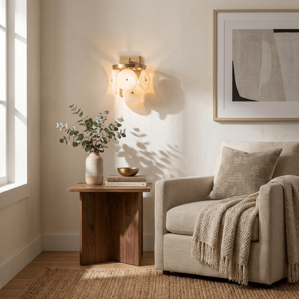 Rosette Alabaster Disc Sconce — product view 4