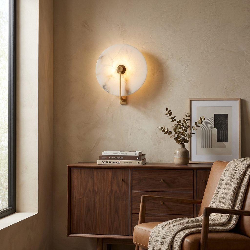 Medallion Alabaster Wall Sconce — product view 5