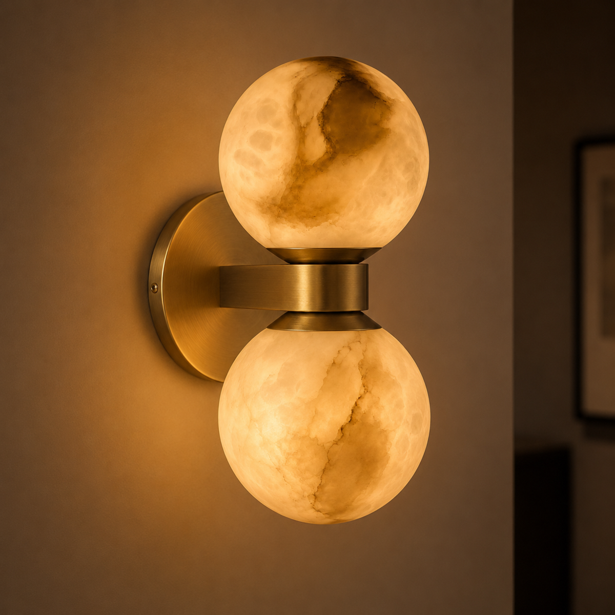 Marble Wall Lamp Nordic Dual Globe Modern Bedroom Living Room — product view 3