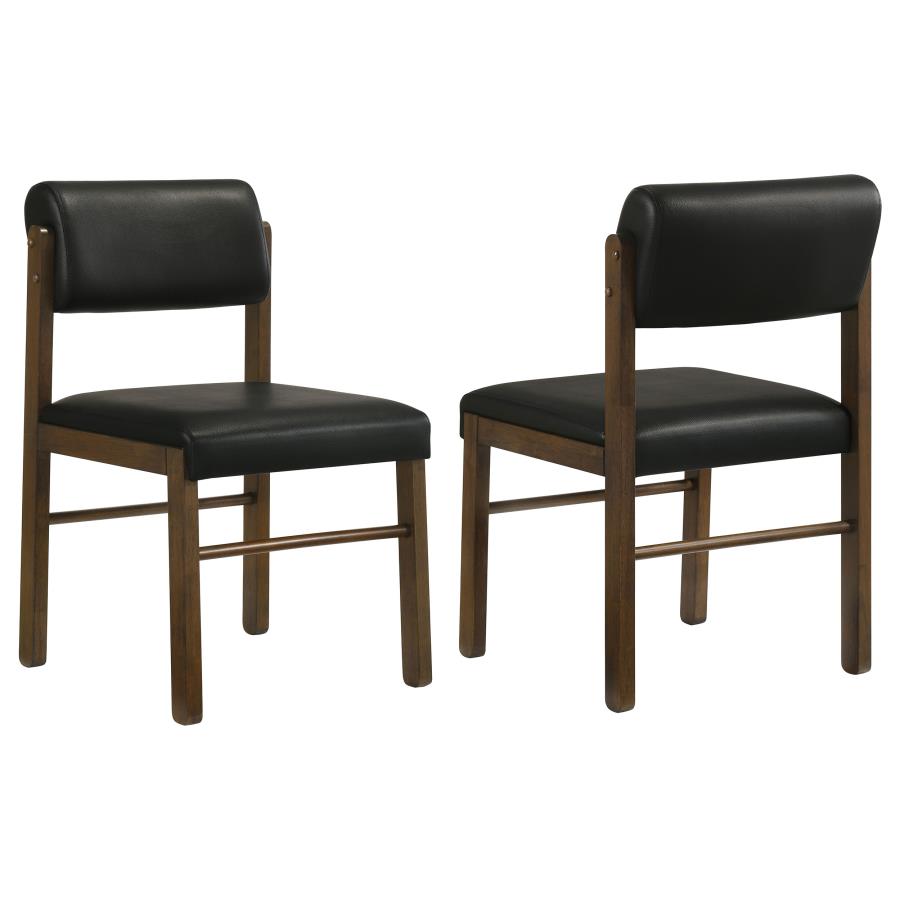 Coaster Kehoe Black Faux Leather & Walnut Dining Side Chair Set of 2 – 193922WAL — product view 1