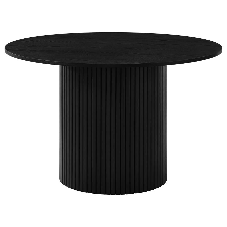 Coaster Decker 5-Piece Round Black Dining Table Set with Cream Upholstered Chairs – 193930BLK-S5B — product view 2