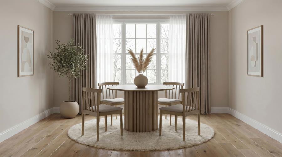 Coaster Decker 5-Piece Round Natural Dining Table Set with High Spindle-Back Windsor Chairs – 193930NAT-S5A — product view 1
