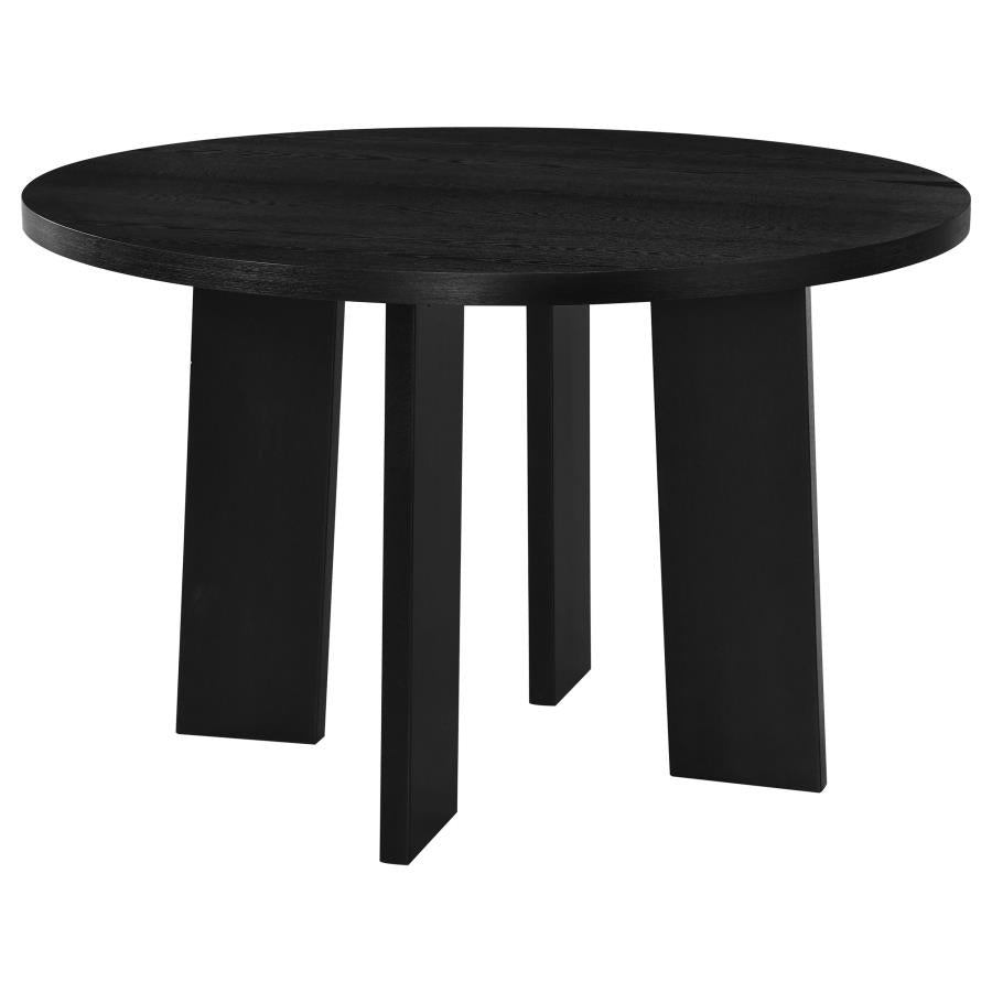 Coaster Strouse 5-Piece Round Black Pedestal Dining Table Set with Tall Spindle-Back Windsor Chairs – 193940BLK-S5G — product view 2