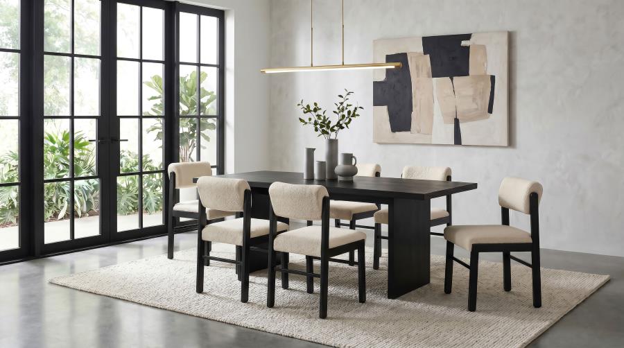 Coaster Decker 7-Piece 82" Black Dining Table Set with Cream Upholstered Chairs – 193951BLK-S7B — product view 1