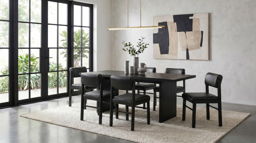 Coaster Decker 7-Piece 82" Black Dining Table Set with Black Leatherette Chairs – 193951BLK-S7C — product view 1