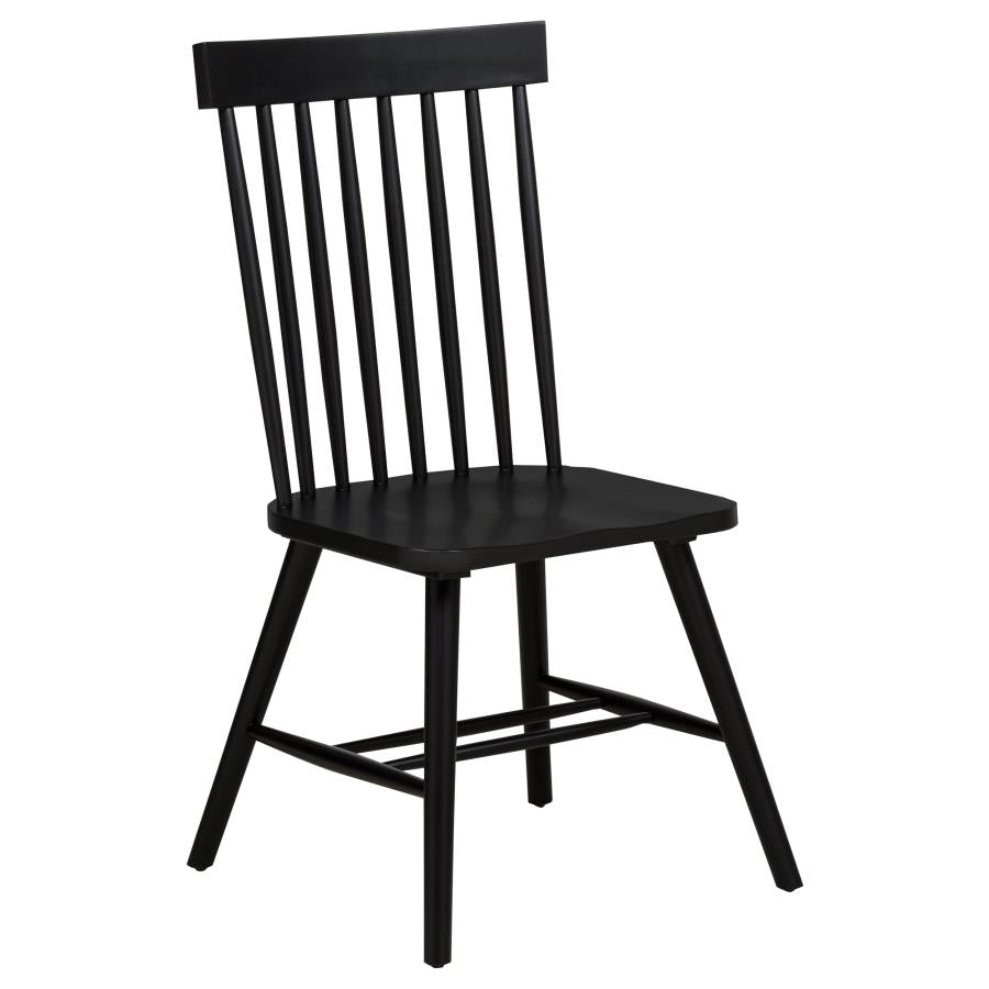 Coaster Decker 7-Piece 82" Black Dining Table Set with Black High Spindle-Back Windsor Chairs – 193951BLK-S7G — product view 3