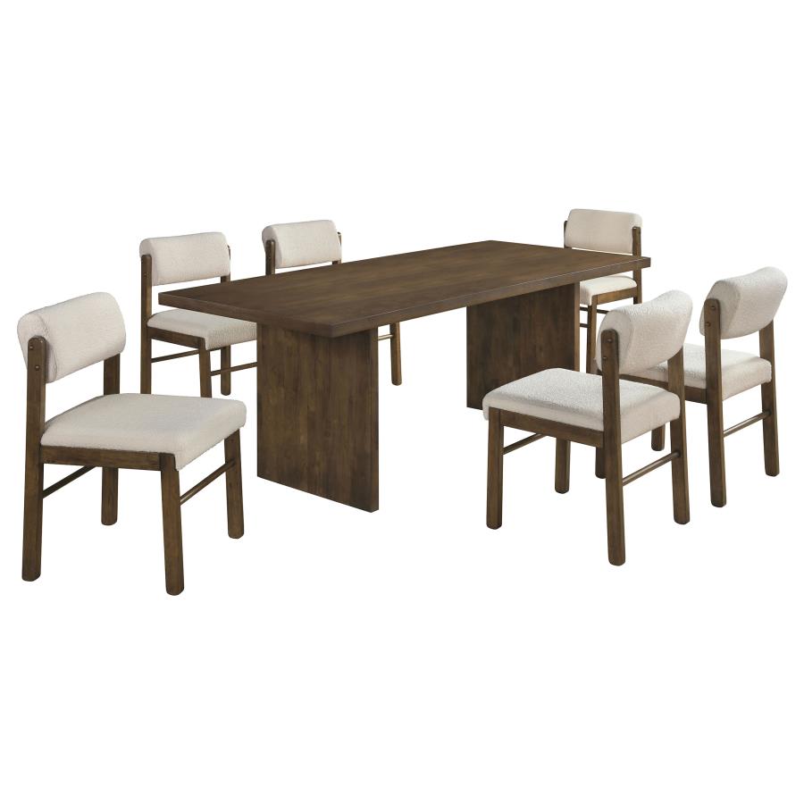 Coaster Decker 7-Piece 82" Walnut Dining Table Set with Cream Upholstered Chairs – 193951WAL-S7B — product view 1