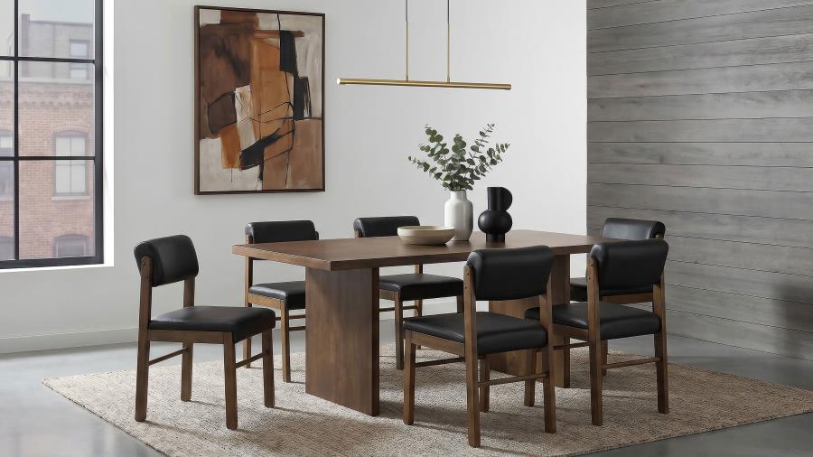 Coaster Decker 7-Piece 82" Walnut Dining Table Set with Black Leatherette Chairs – 193951WAL-S7C — product view 1