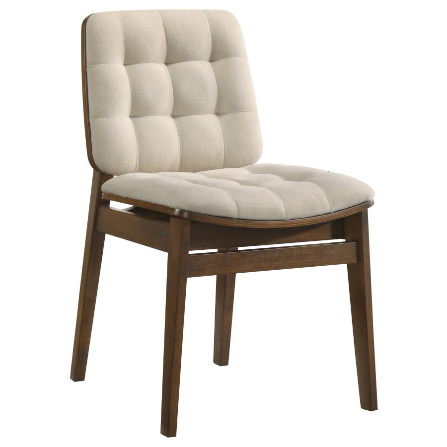 Coaster Decker 7-Piece 82" Walnut Dining Table Set with Cream Biscuit-Tufted Velvet Chairs – 193951WAL-S7D — product view 3