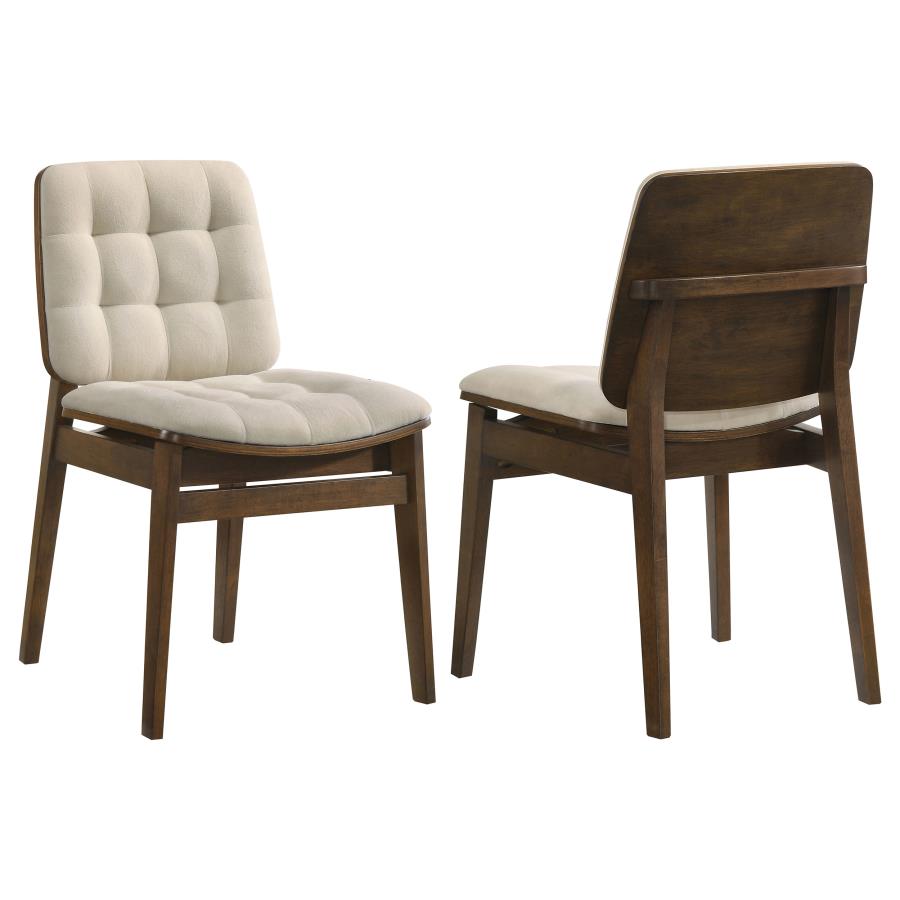 Coaster Redbridge Cream Velvet Biscuit-Tufted Dining Side Chair Walnut Set of 2 – 193952WAL — product view 1