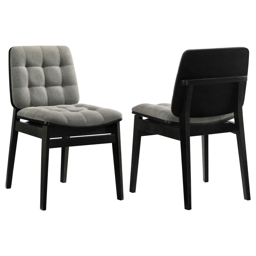 Coaster Redbridge Grey Velvet Biscuit-Tufted Dining Side Chair Black Set of 2 – 193962BLK — product view 1
