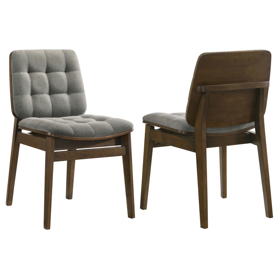 Coaster Redbridge Grey Velvet Biscuit-Tufted Dining Side Chair Walnut Set of 2 – 193962WAL — product view 1