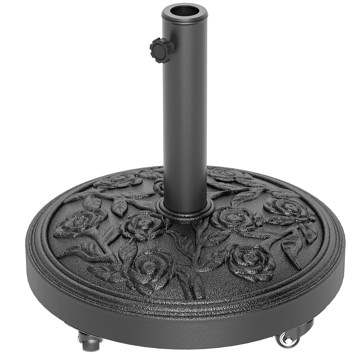 46 lbs Round Patio Umbrella Base with Wheels, Black — product view 2
