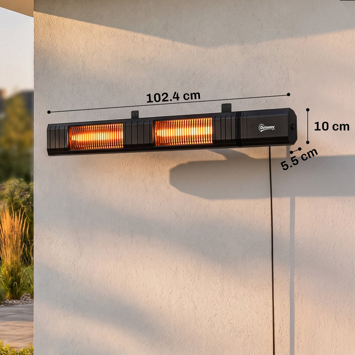 3000 W Electric Infrared Patio Heater, Wall-Mounted with 9 Heat Settings, Black — product view 5