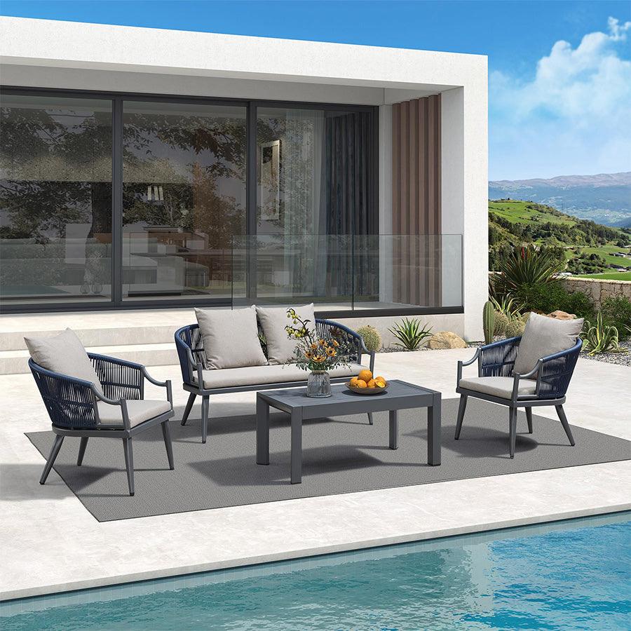 PURPLE LEAF Buler 4/8 Pieces Modern Patio Conversation Set with Rattan Chairs and Coffee Table Sofa for Poolside — product view 1