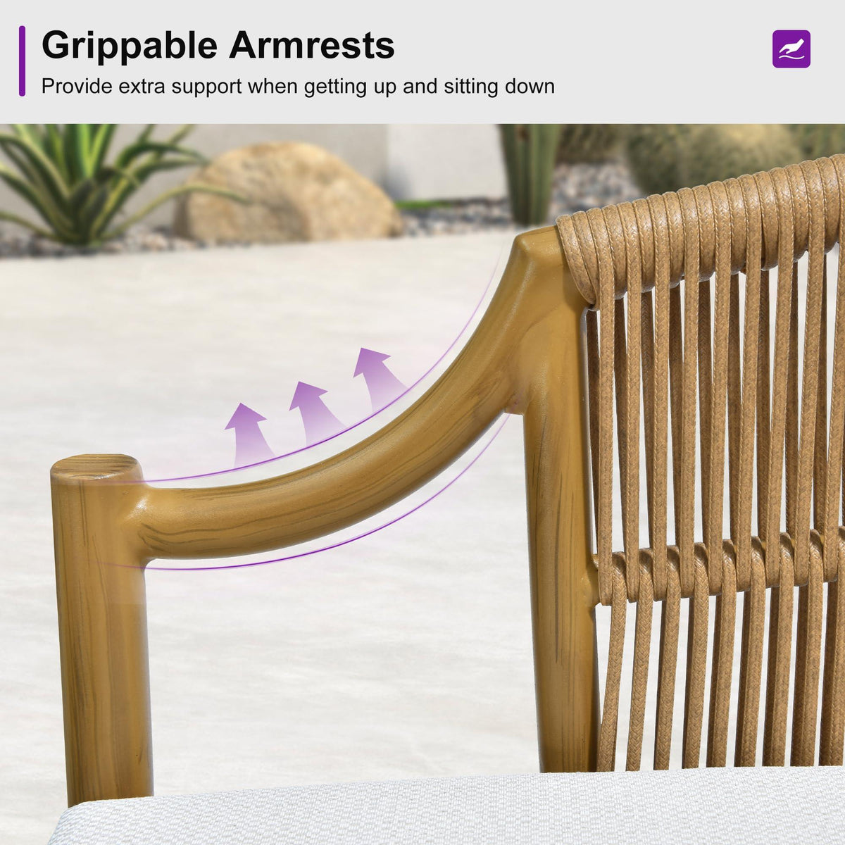 PURPLE LEAF Buler 4/8 Pieces Modern Patio Conversation Set with Rattan Chairs and Coffee Table Sofa for Poolside — product view 6
