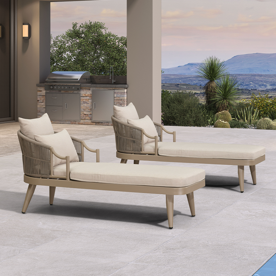PURPLE LEAF Outdoor Lounge Chair, Patio Chaise Lounge with Cushioned Seat & Supportive Armrests, Ergonomic Aluminum Pool Lounge Chairs for Backyard Deck Poolside — product view 2