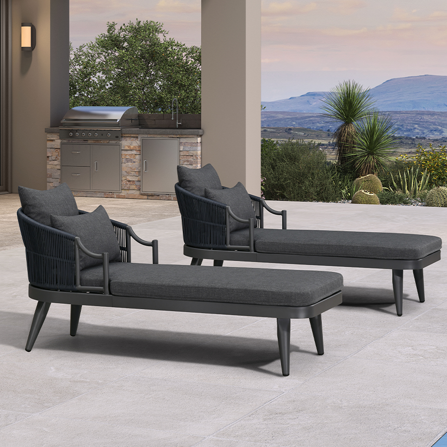 PURPLE LEAF Outdoor Lounge Chair, Patio Chaise Lounge with Cushioned Seat & Supportive Armrests, Ergonomic Aluminum Pool Lounge Chairs for Backyard Deck Poolside — product view 4