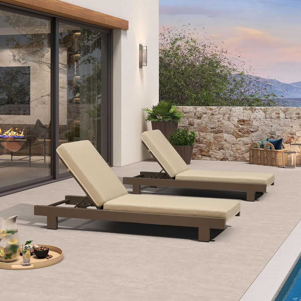 PURPLE LEAF Outdoor Luxury Daybed for Patio, Poolside Chaise Lounge Bed with Cushion, Olefin Blend Fabric, Aluminum Frame Sunbed for Deck and Backyard — product view 4