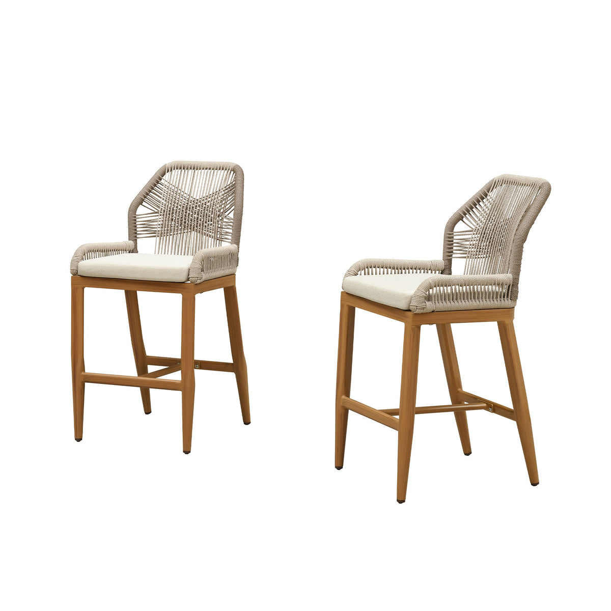 PURPLE LEAF Patio Bar Stools Counter Stools Outdoor Rattan Chairs with Back Modern Aluminum Woven Barstools for Garden Patio Kitchen Indoor — product view 7