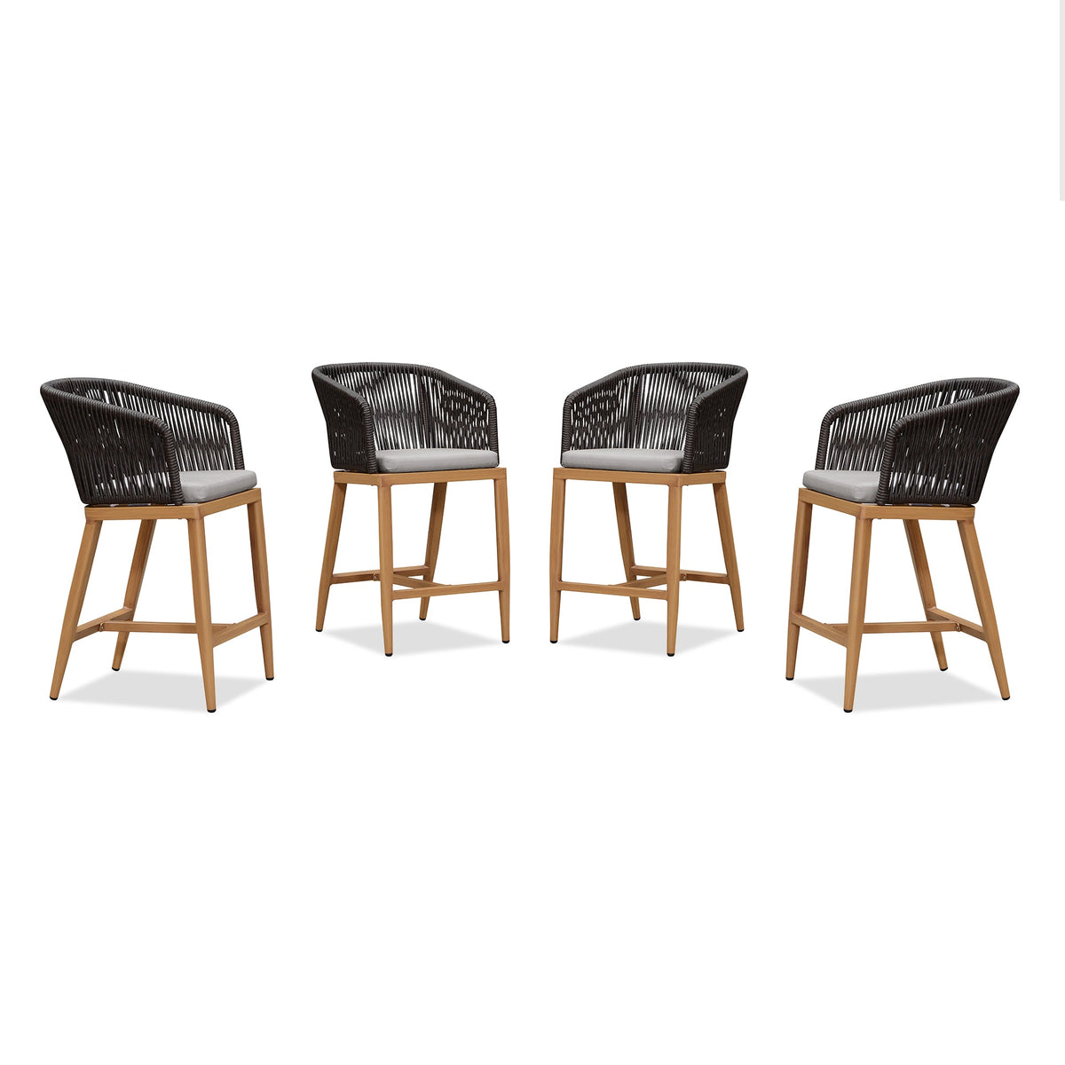 PURPLE LEAF Sunbrella Counter Height Outdoor Bar Stool , Teak — product view 7