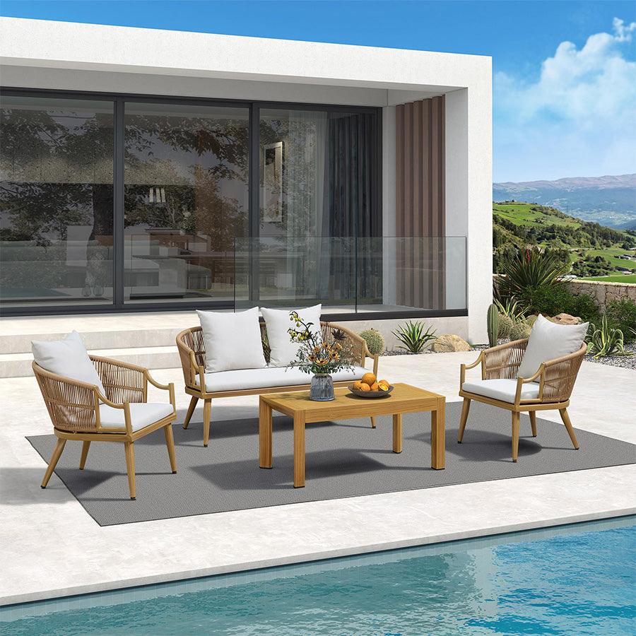 PURPLE LEAF Buler 4/8 Pieces Modern Patio Conversation Set with Rattan Chairs and Coffee Table Sofa for Poolside — product view 3