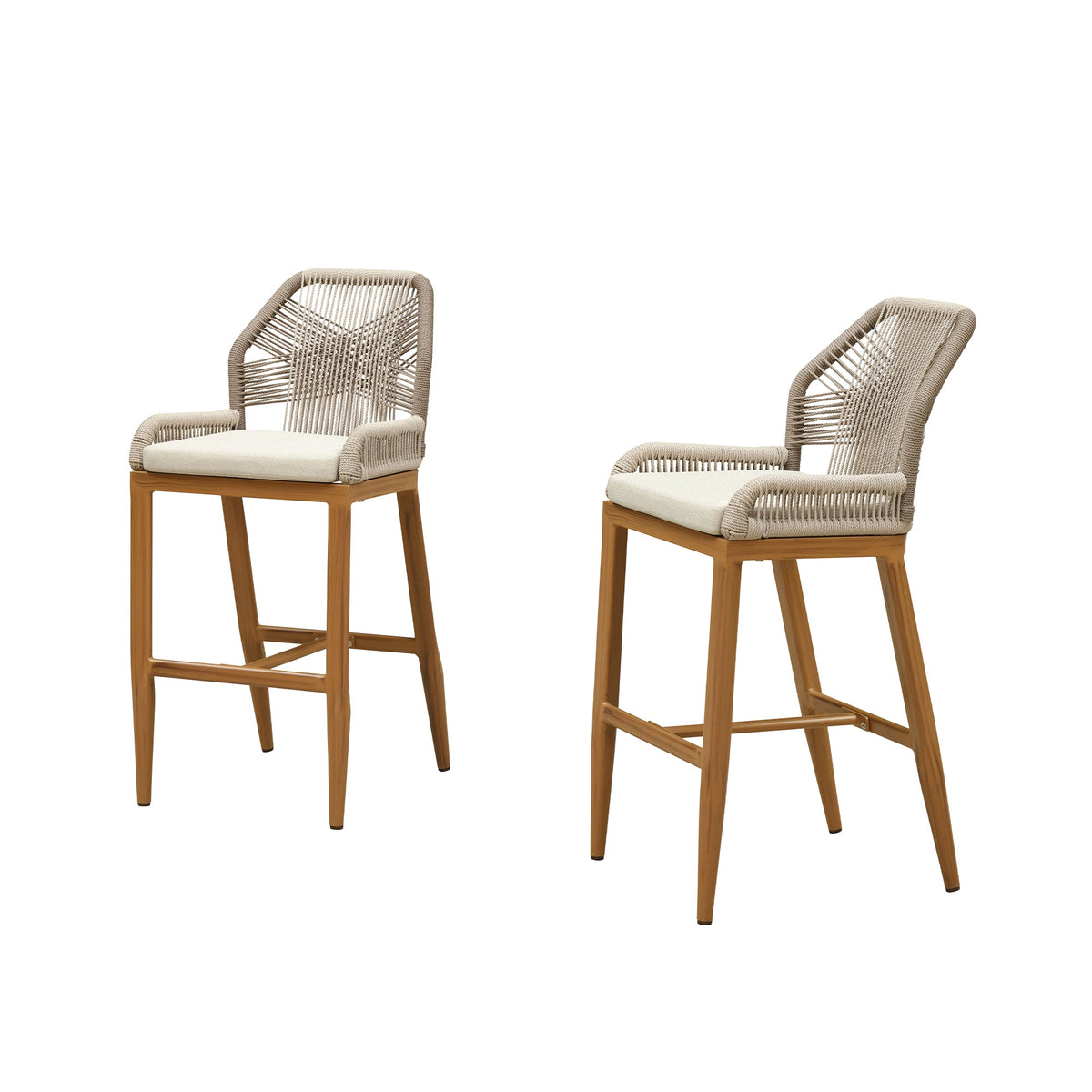 PURPLE LEAF Patio Bar Stools Counter Stools Outdoor Rattan Chairs with Back Modern Aluminum Woven Barstools for Garden Patio Kitchen Indoor — product view 4