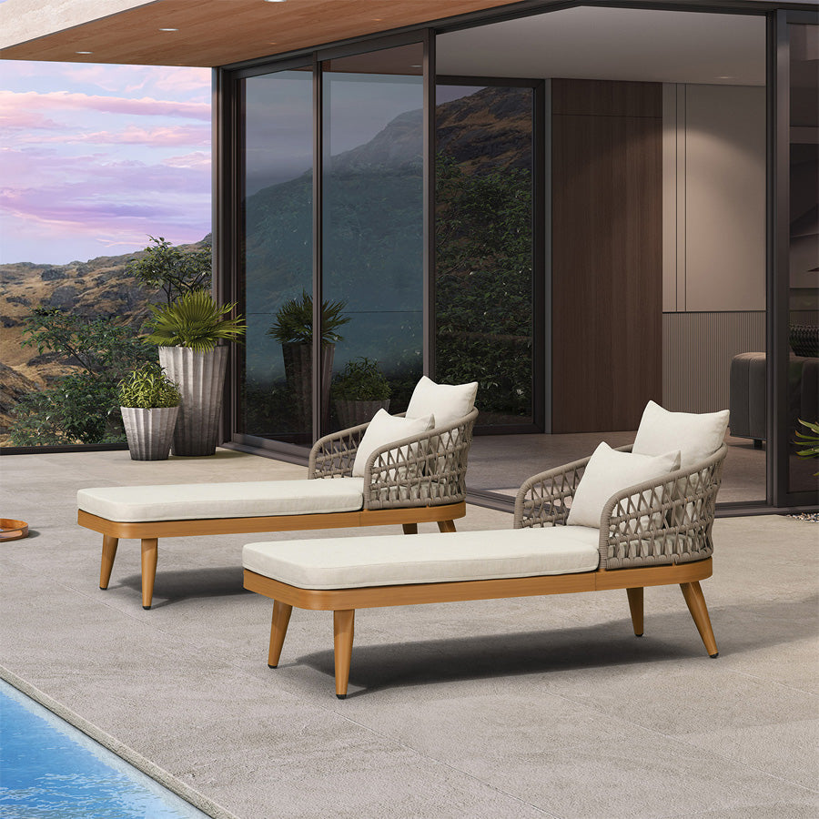 PURPLE LEAF Patio Chaise Lounge Chair Aluminum Pool Lounge Chairs for Outdoor with 2 Cushions for Deck, Pool, Lawn, Garden, Courtyard, Porch — product view 2