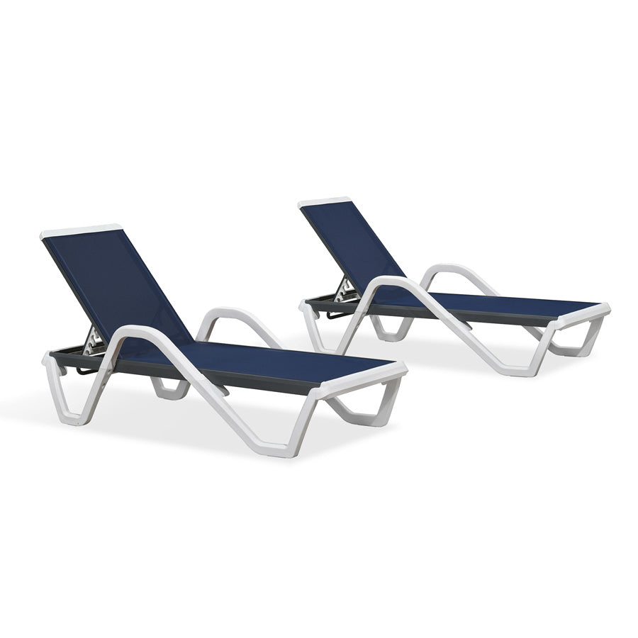 Clearance-PURPLE LEAF Patio Chaise Lounge Plastic Pool Outdoor Lounge Chair with Aluminum Frame Stackable Patio Tanning Chairs for Poolside Sunbathing Beach Deck Yard — product view 3