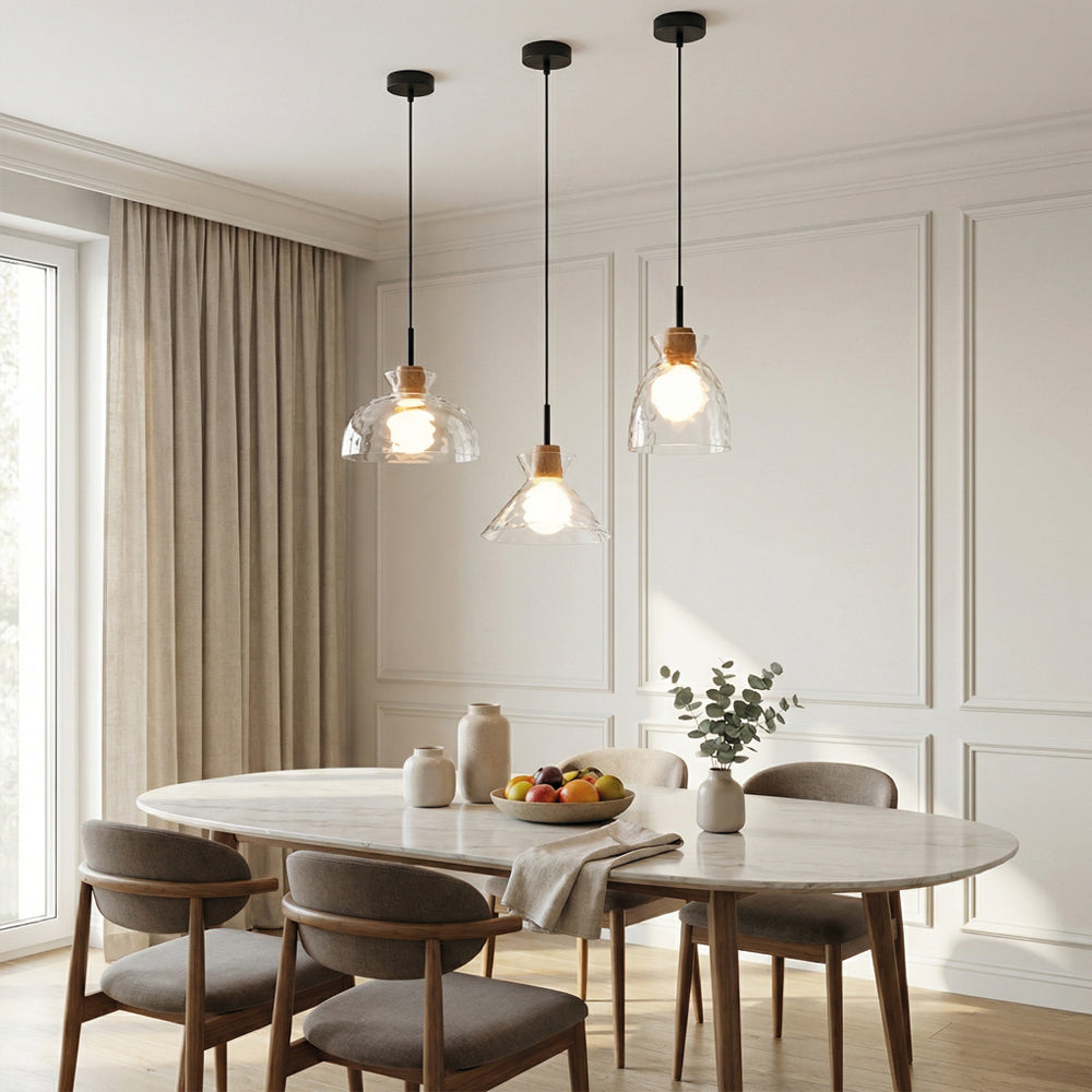 Elegance Glass Lampshade Pendant Light Modern Height Adjustable Dining Room — Small Medium Large — product view 4