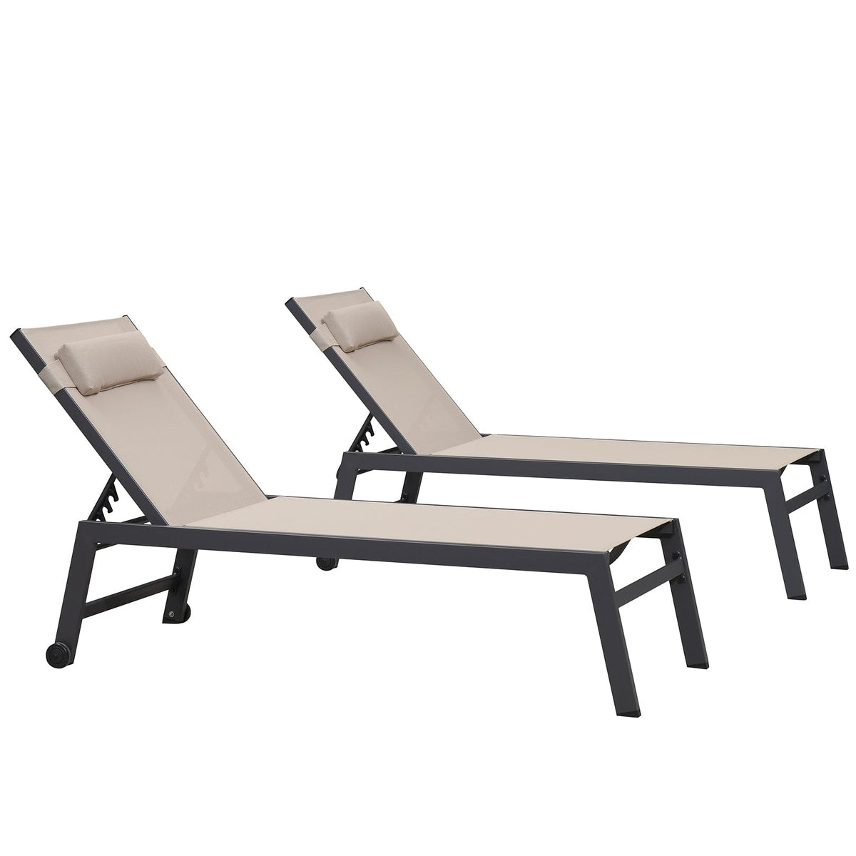PURPLE LEAF Outdoor Lounge Chair Patio Chaise Pool Lounger Aluminum Frame with Side Table and Wheels for Outside Sunbathing Tanning Recliner Including Pillows — product view 1