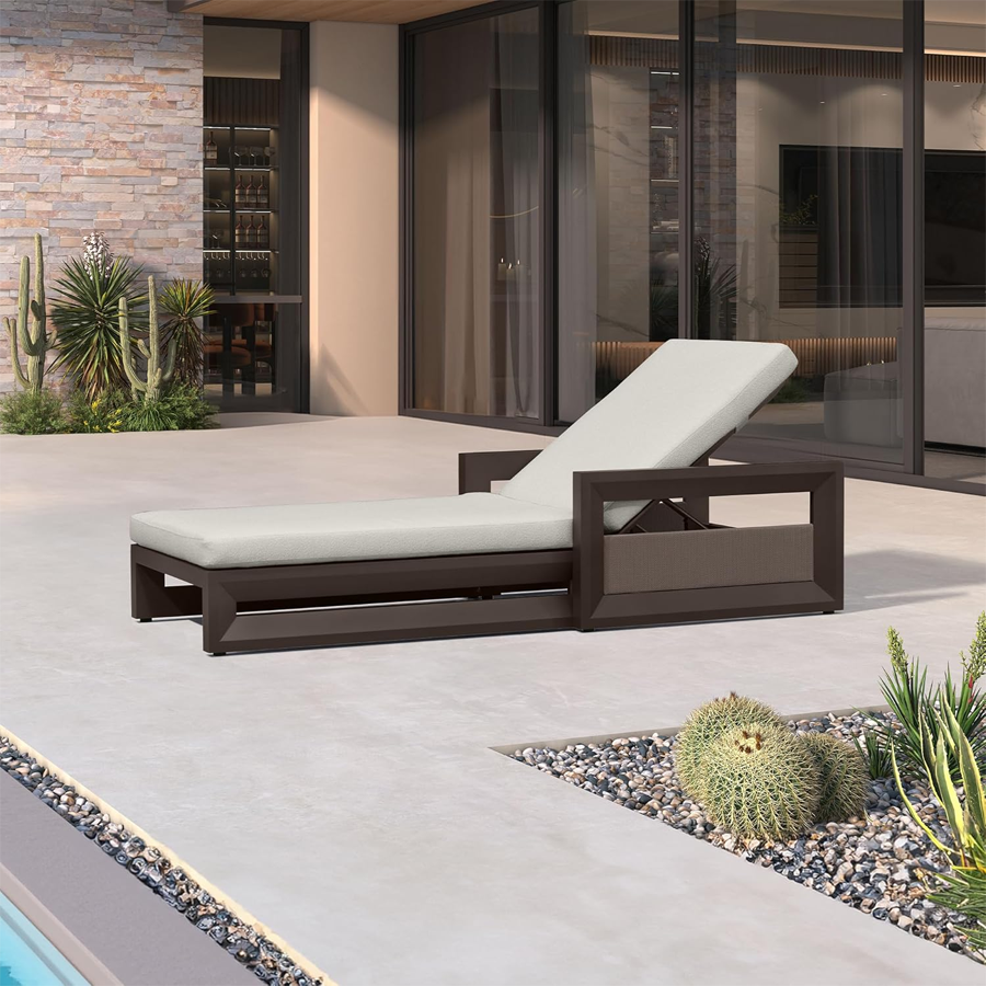 PURPLE LEAF Caesar Outdoor Chaise Lounge 2 in 1 Design Reclining Lounger Chair with Cushion Deluxe Aluminum Oversize Pool Lounge Chairs with Armrests & Backrest for Patio Poolside Backyard — product view 2