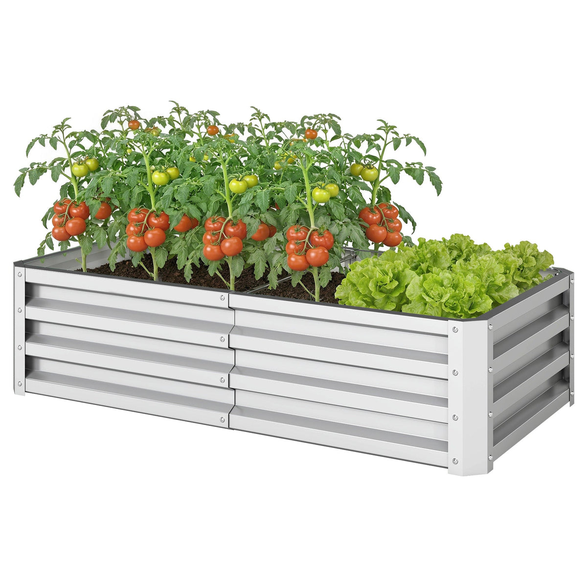 Galvanized Raised Garden Bed for Vegetables, Herbs & Succulents, 4' x 2' x 1' Metal Planter Box in Silver — product view 2