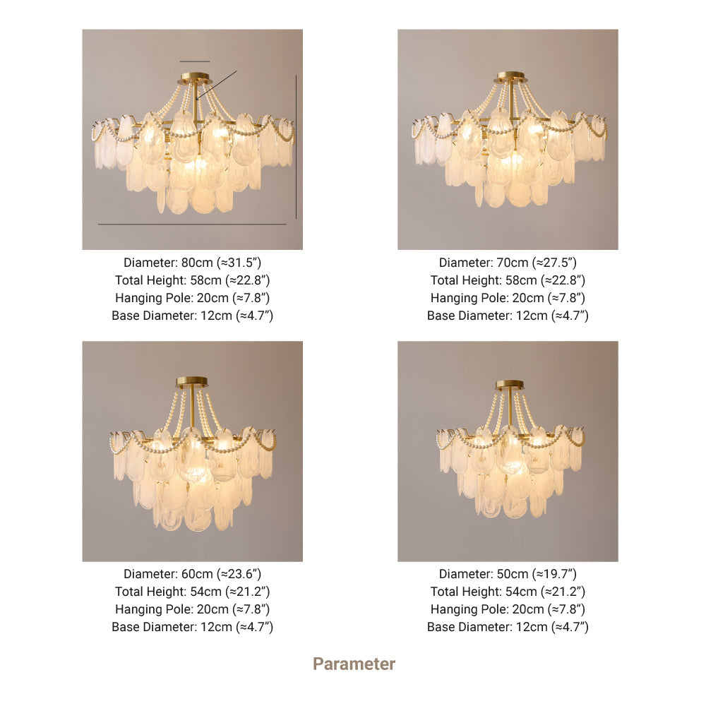 Kristy Elegant Pearl/Glass/Metal Chandelier, White — product view 7