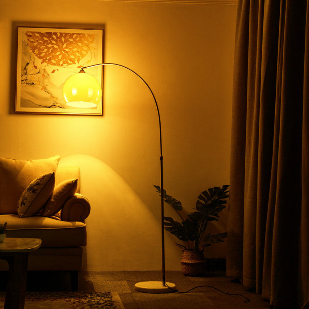 Mira Floor Arc Lamp, Tall Floor Light, Modern, Orange/ White — product view 7
